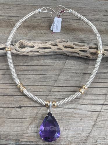 Amethyst 8.12 ct on Sterling Silver, 14K GF Necklace by Suzanne Woodworth